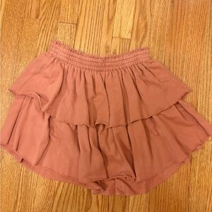 Aerie Orange Smocked Tiered Skater Skirt